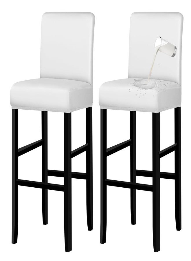 Lebaley غطاءان لكراسي البار من ليبالي، عبوة من قطعتين، مع مساند ظهر، مصنوعان من جلد البولي يوريثان المطاطي المقاوم للماء، مناسبان لكراسي البار ذات الارتفاع المناسب للطاولات المرتفعة (14-17 بوصة)، قابلان للإزالة والغسل، مناسبان للمطابخ والحانات والمقاهي، لون أبيض - Image 1